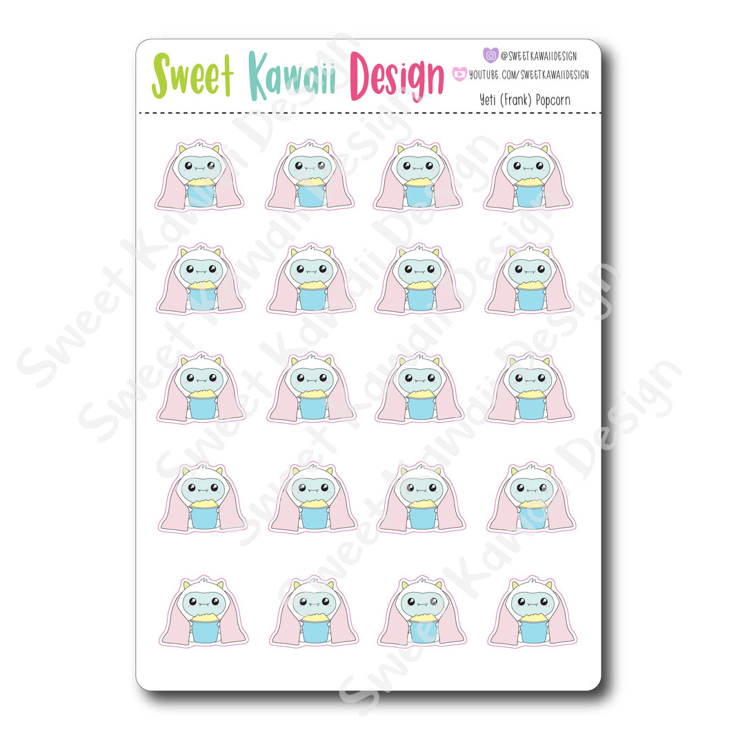 Kawaii Yeti  Stickers - Popcorn