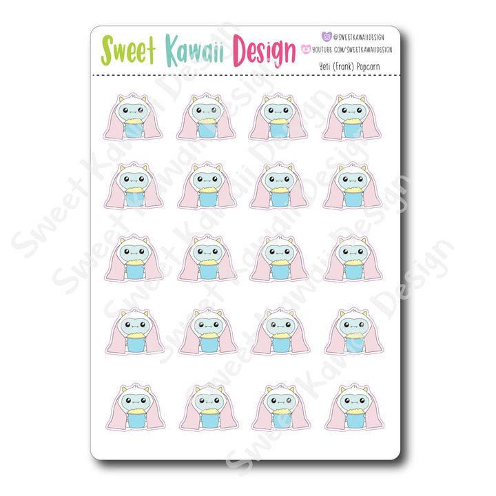 Kawaii Yeti  Stickers - Popcorn