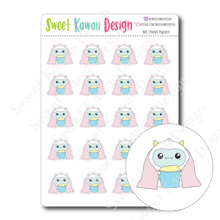 Kawaii Yeti  Stickers - Popcorn