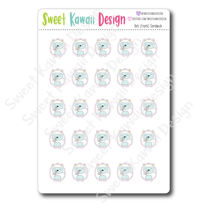 Kawaii Yeti (Frank) Stickers - Sandwich