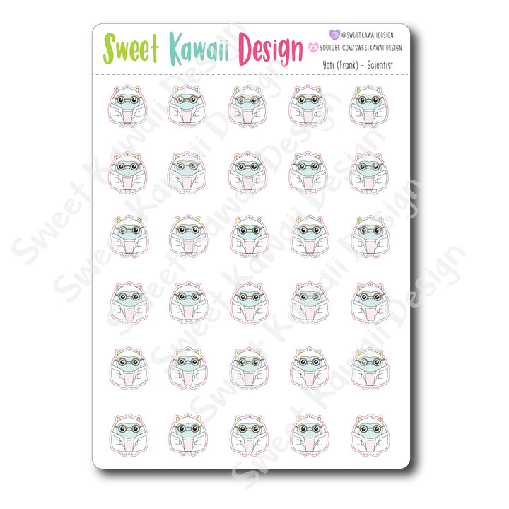 Kawaii Yeti Stickers - Scientist