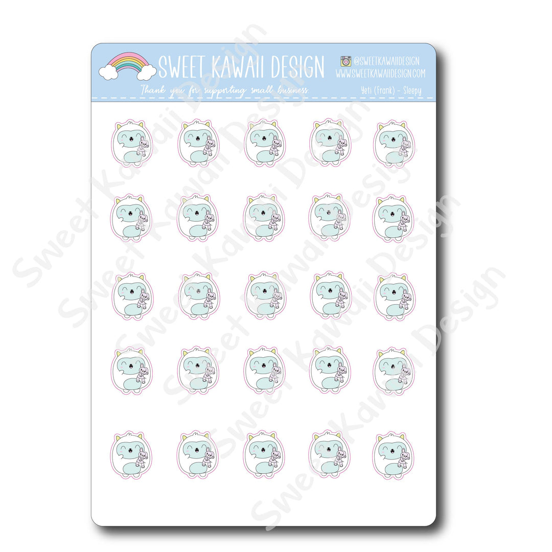 Kawaii Yeti (Frank) Stickers - Sleepy