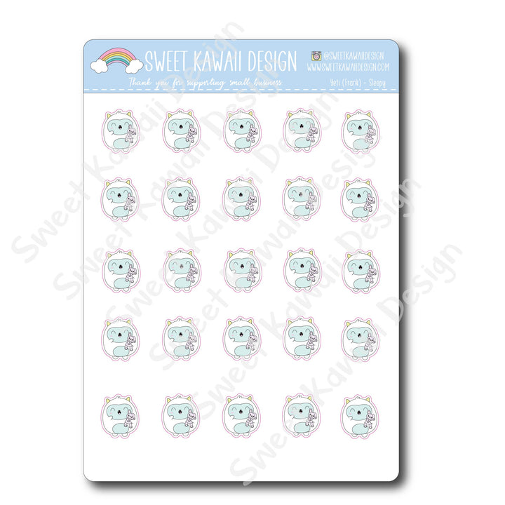 Kawaii Yeti (Frank) Stickers - Sleepy