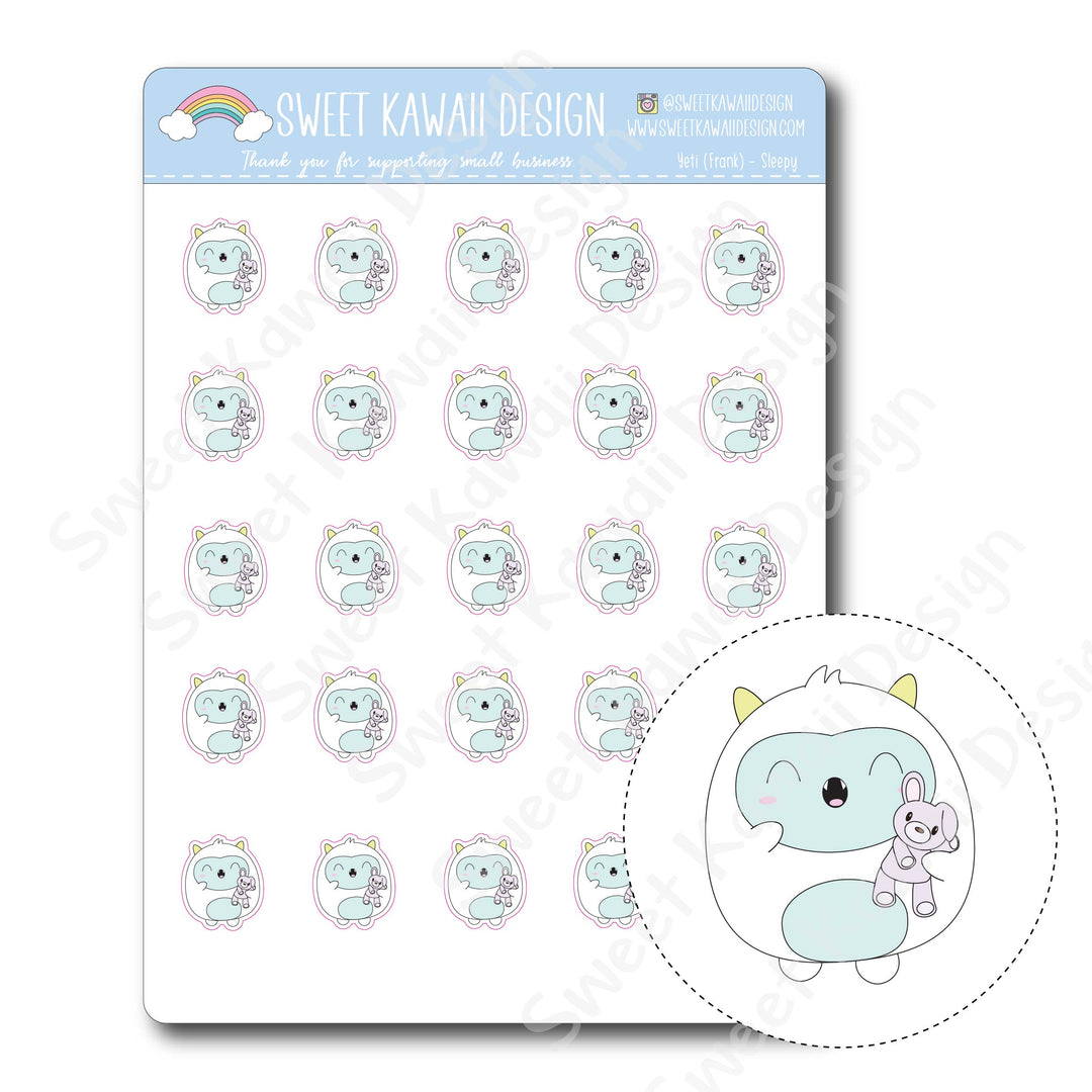 Kawaii Yeti (Frank) Stickers - Sleepy