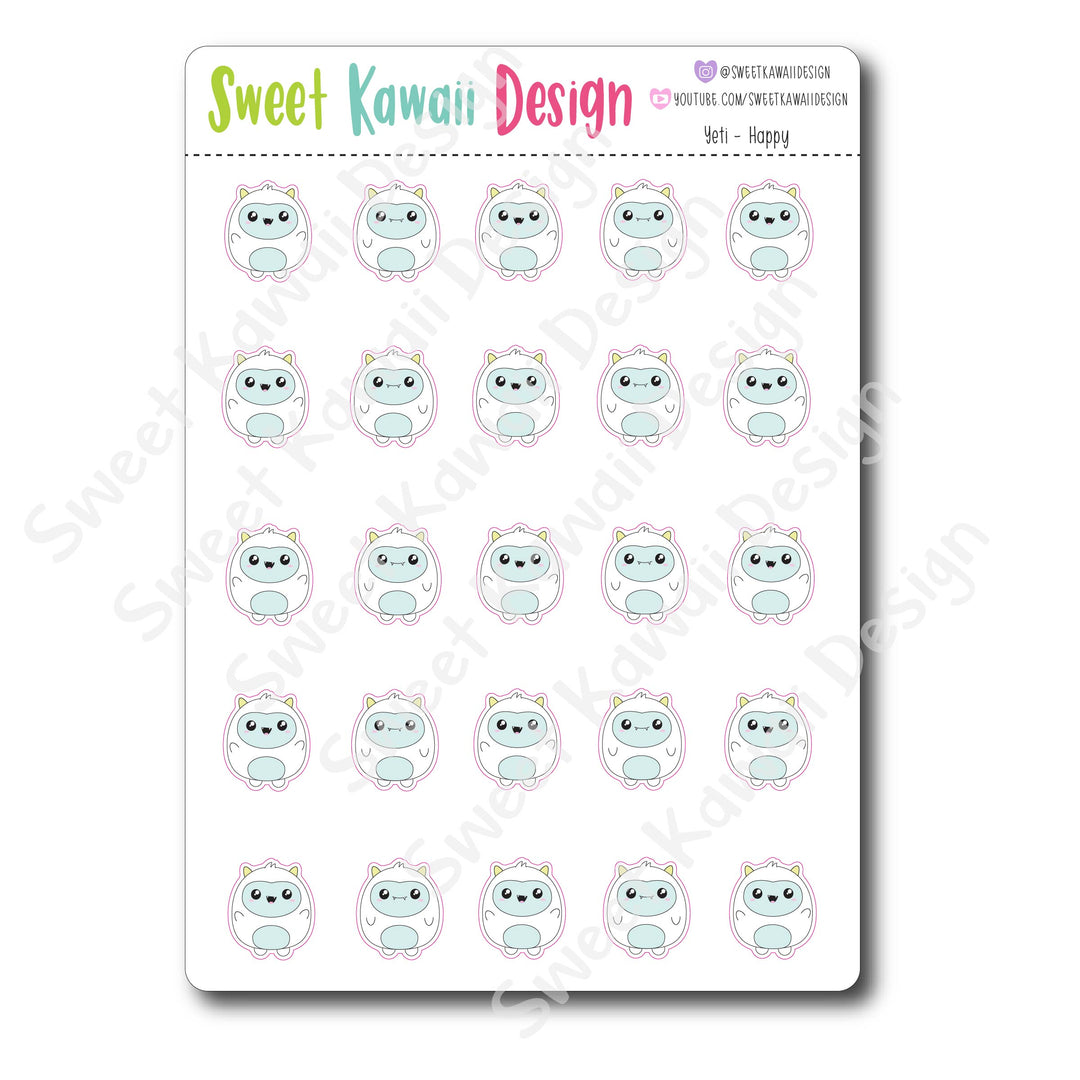 Kawaii Yeti  Stickers - Happy