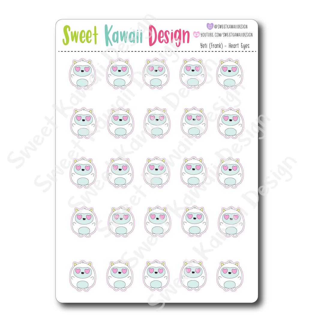 Kawaii Yeti Stickers - Heart Eyes