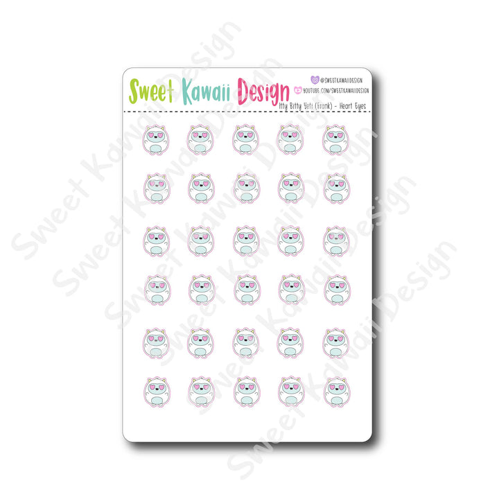 Kawaii Yeti Stickers - Heart Eyes