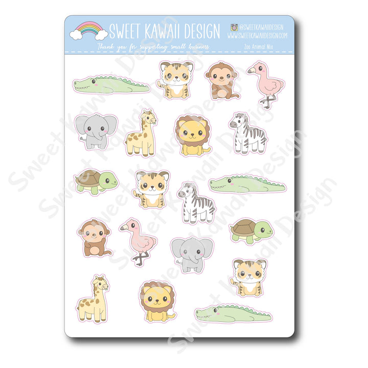 Kawaii Zoo Animal Mix Stickers