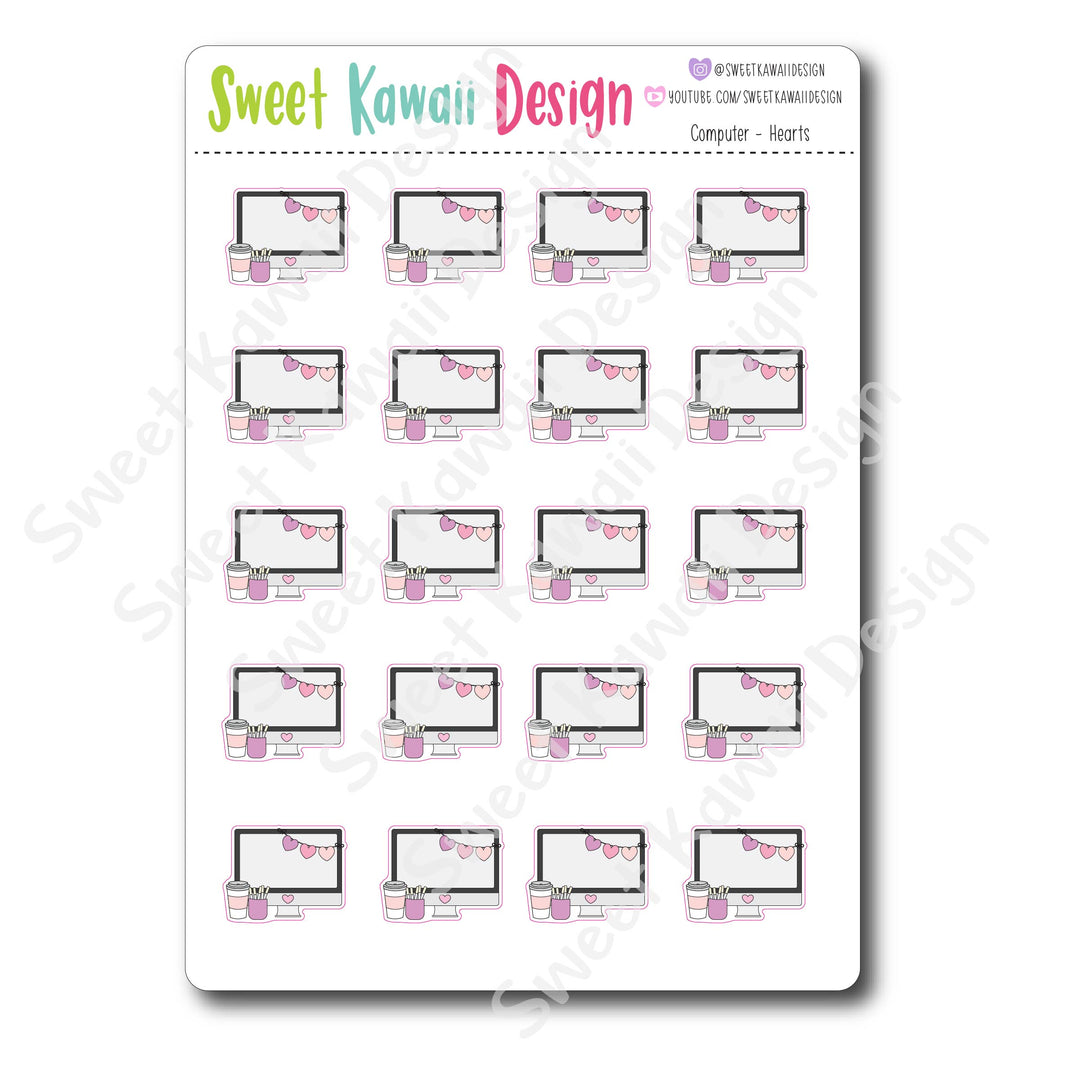 Kawaii Computer Stickers - Hearts