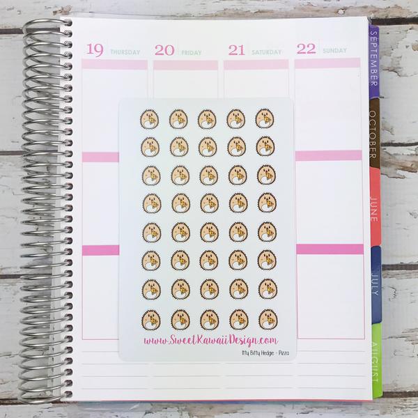 Kawaii Hedgehog Stickers - Pizza
