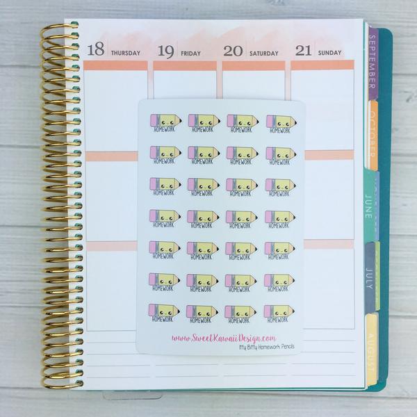 Kawaii Homework Pencil Stickers