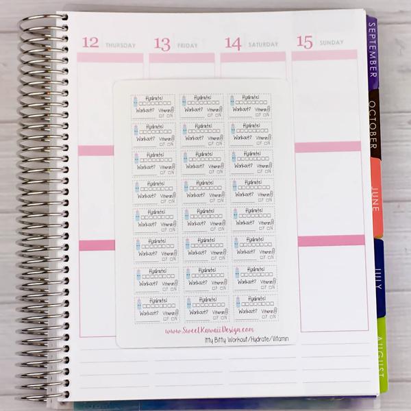 Kawaii Hydrate/Workout/Vitamin Tracker Combo Stickers