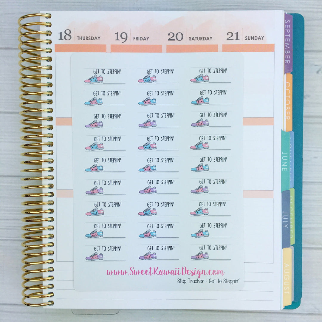 Kawaii Step Tracker Stickers (get to steppin)
