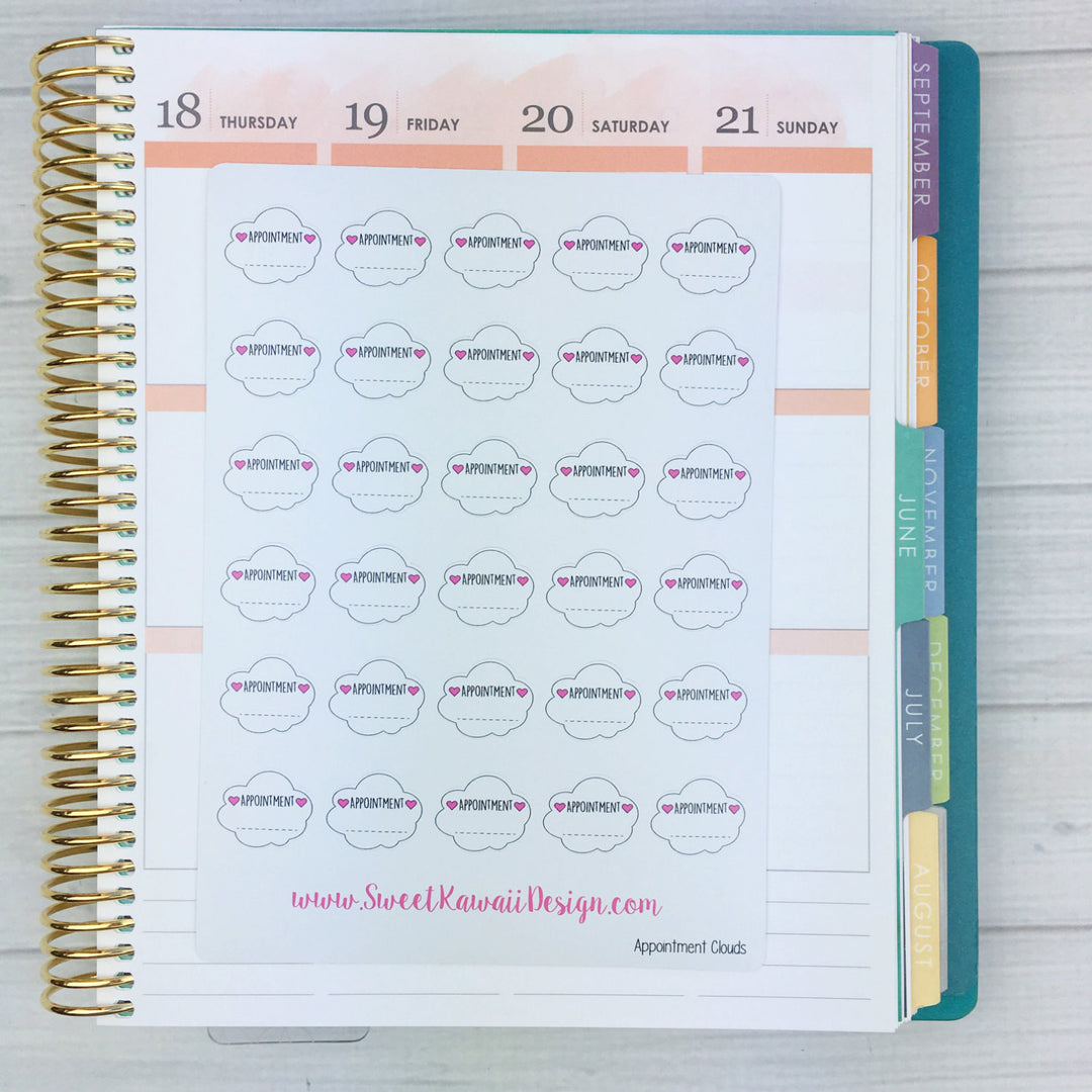 Kawaii Appointment Clouds Stickers
