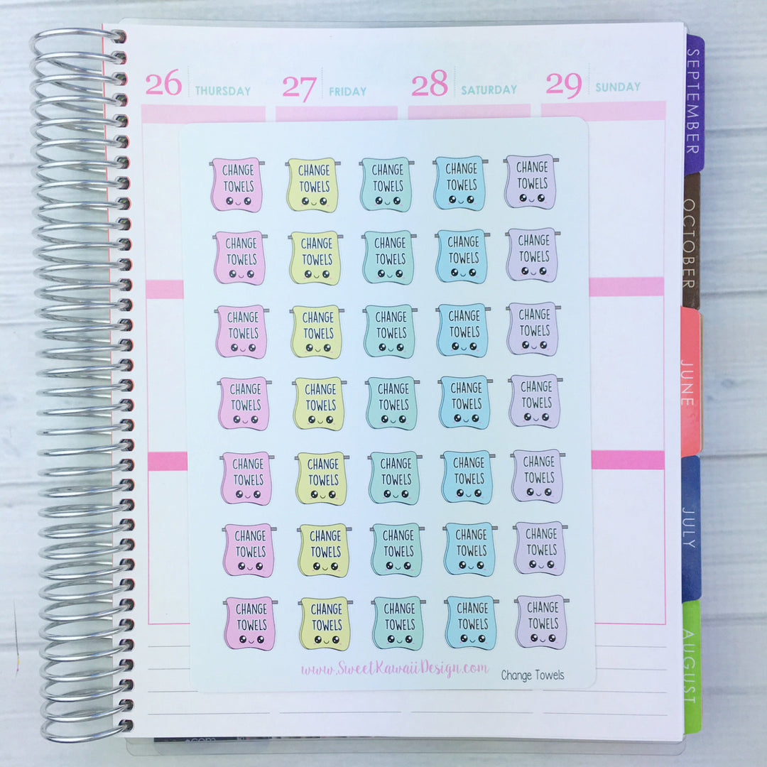Kawaii Change Towels Stickers - Pastel