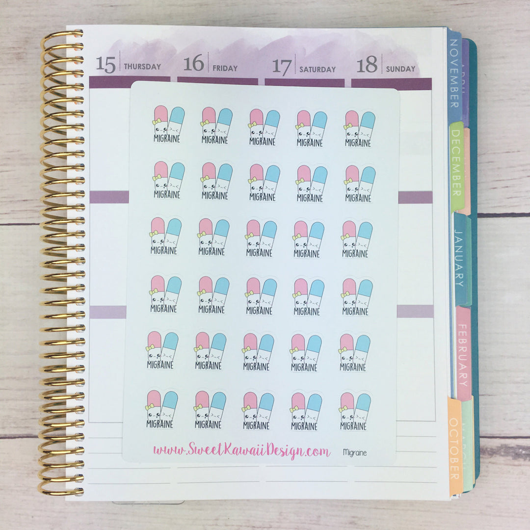 Kawaii Migraine Stickers