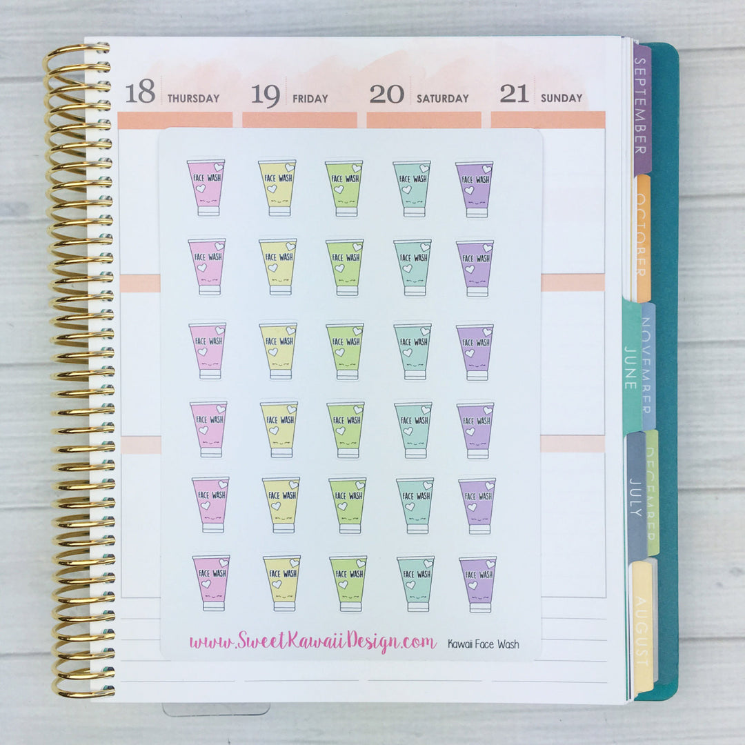 Kawaii Face Wash Stickers