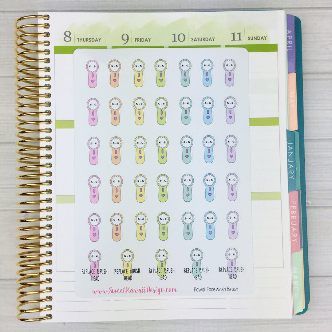 Kawaii Face Wash Brush Stickers