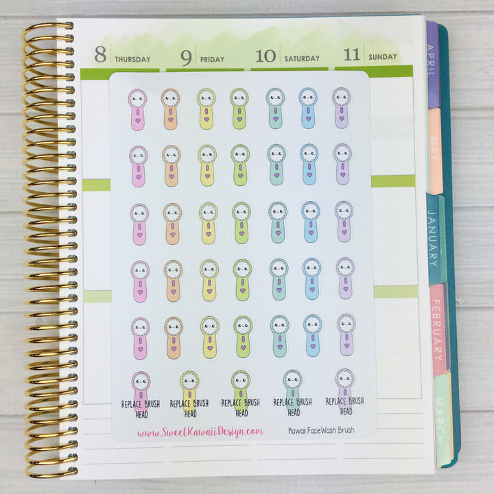 Kawaii Face Wash Brush Stickers