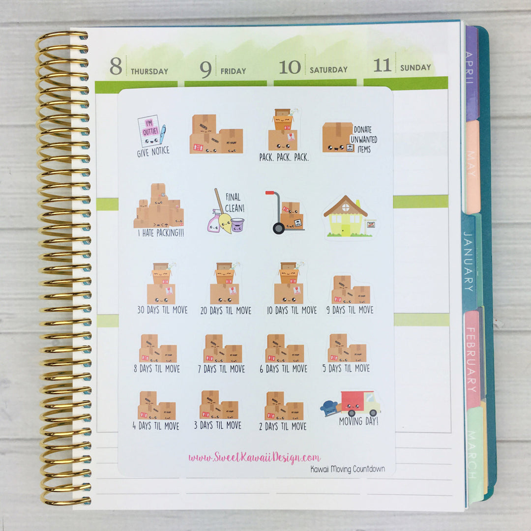 Kawaii Moving Countdown Stickers