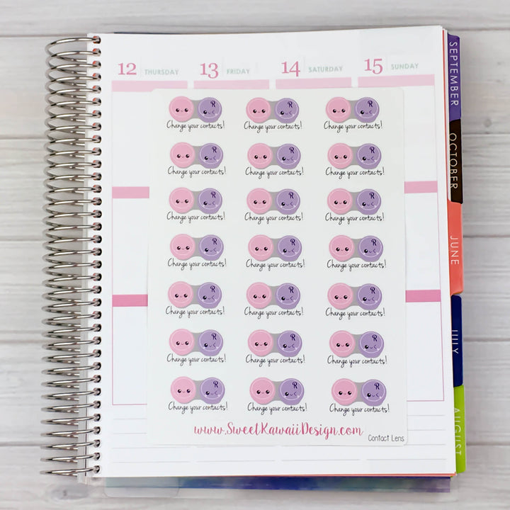 Kawaii Contact Lens Reminder Stickers