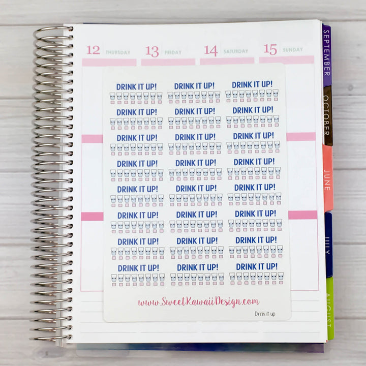 Kawaii Drink Your Water Reminder Stickers