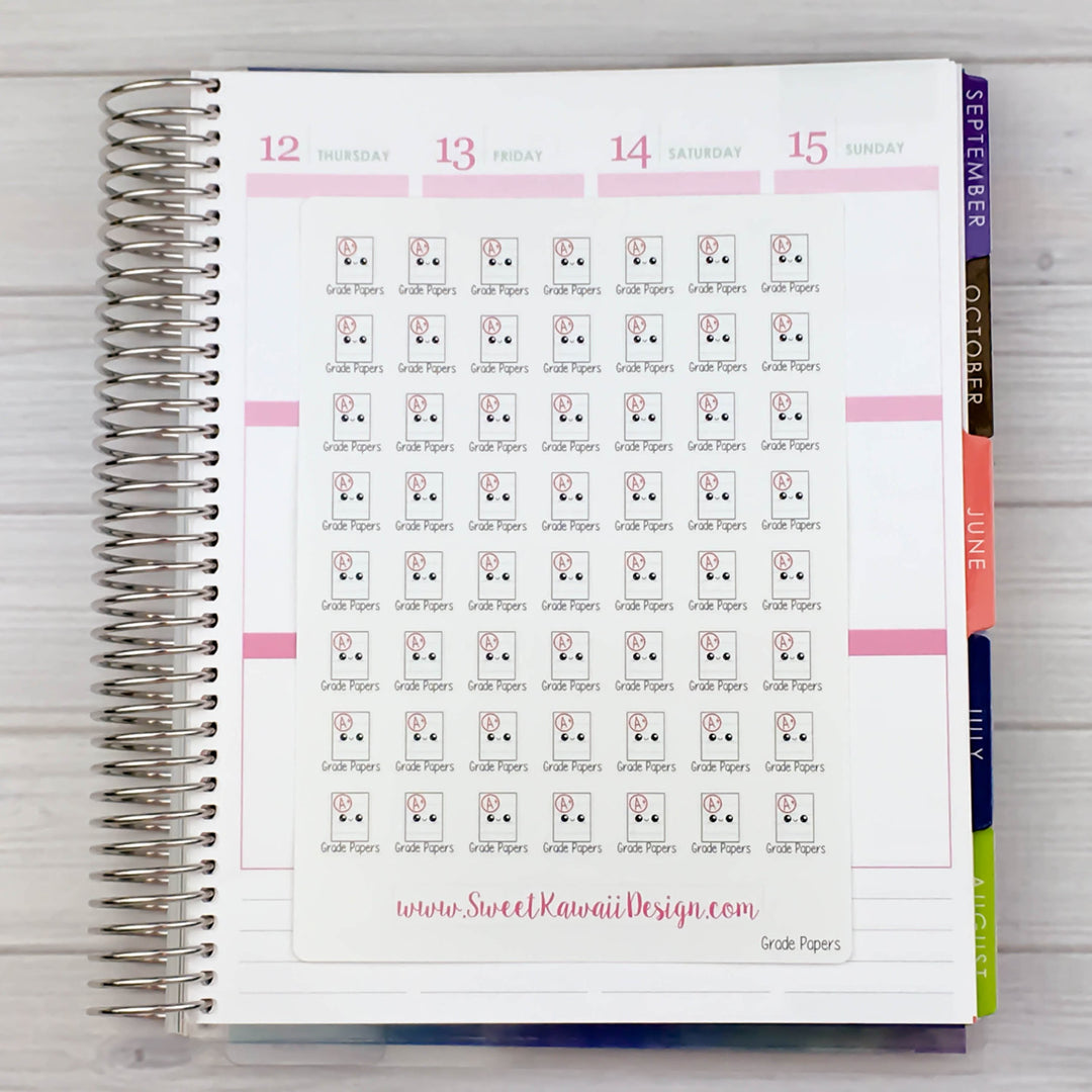 Kawaii Grading Papers Stickers