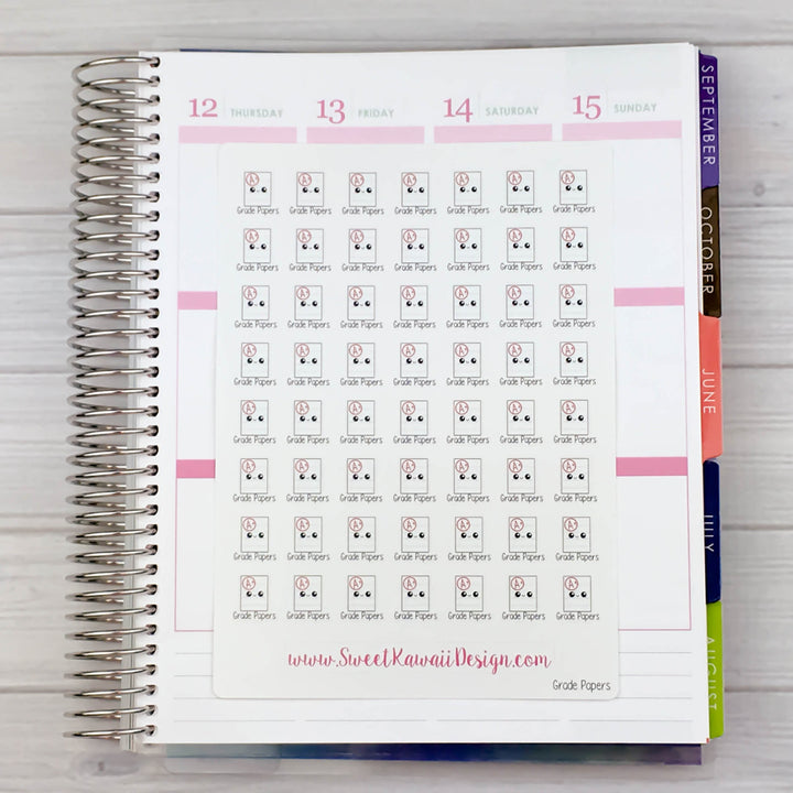 Kawaii Grading Papers Stickers