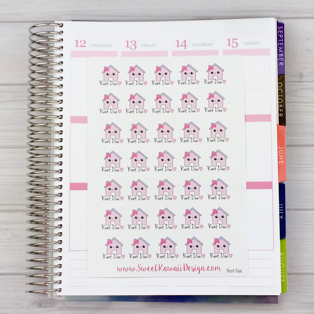 Kawaii Rent Due Stickers
