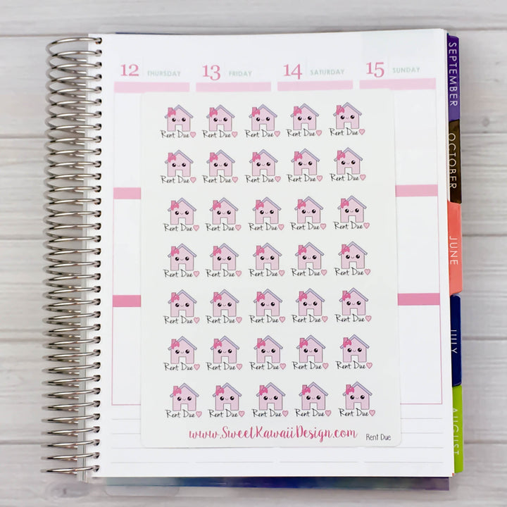 Kawaii Rent Due Stickers