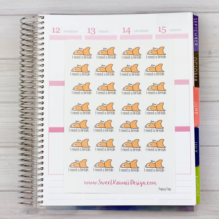 Kawaii Puppy Nap Stickers