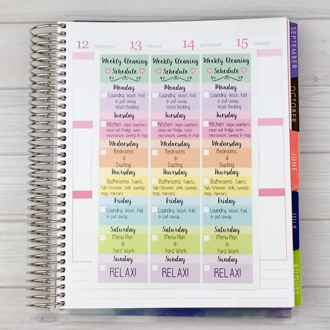 Weekly Cleaning Schedule Stickers