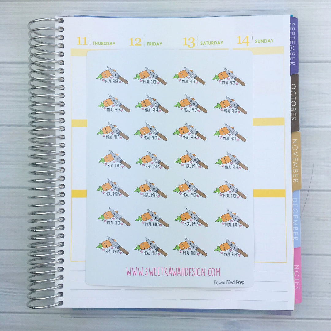 Kawaii Meal Prep Stickers - Carrot and Knife