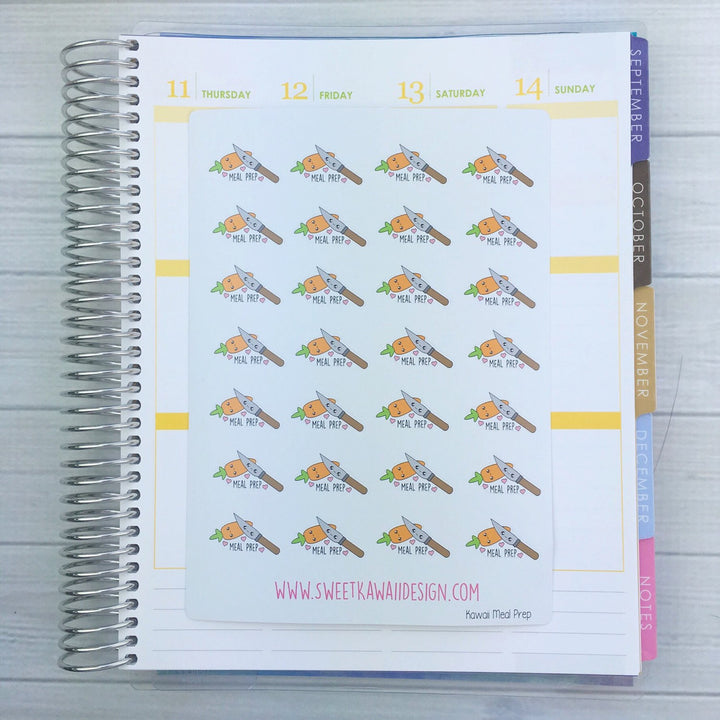 Kawaii Meal Prep Stickers - Carrot and Knife