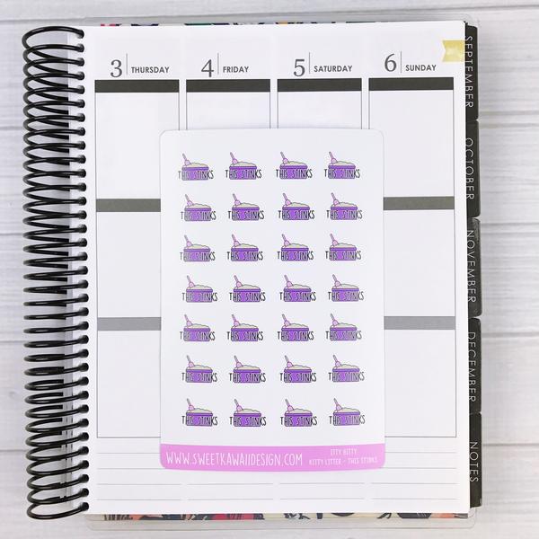 Kawaii Kitty Litter Stickers - This Stinks