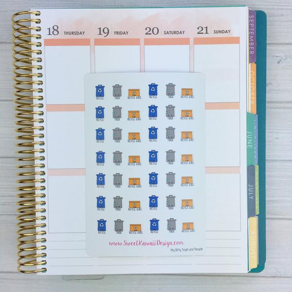 Kawaii Trash and Recycle Stickers