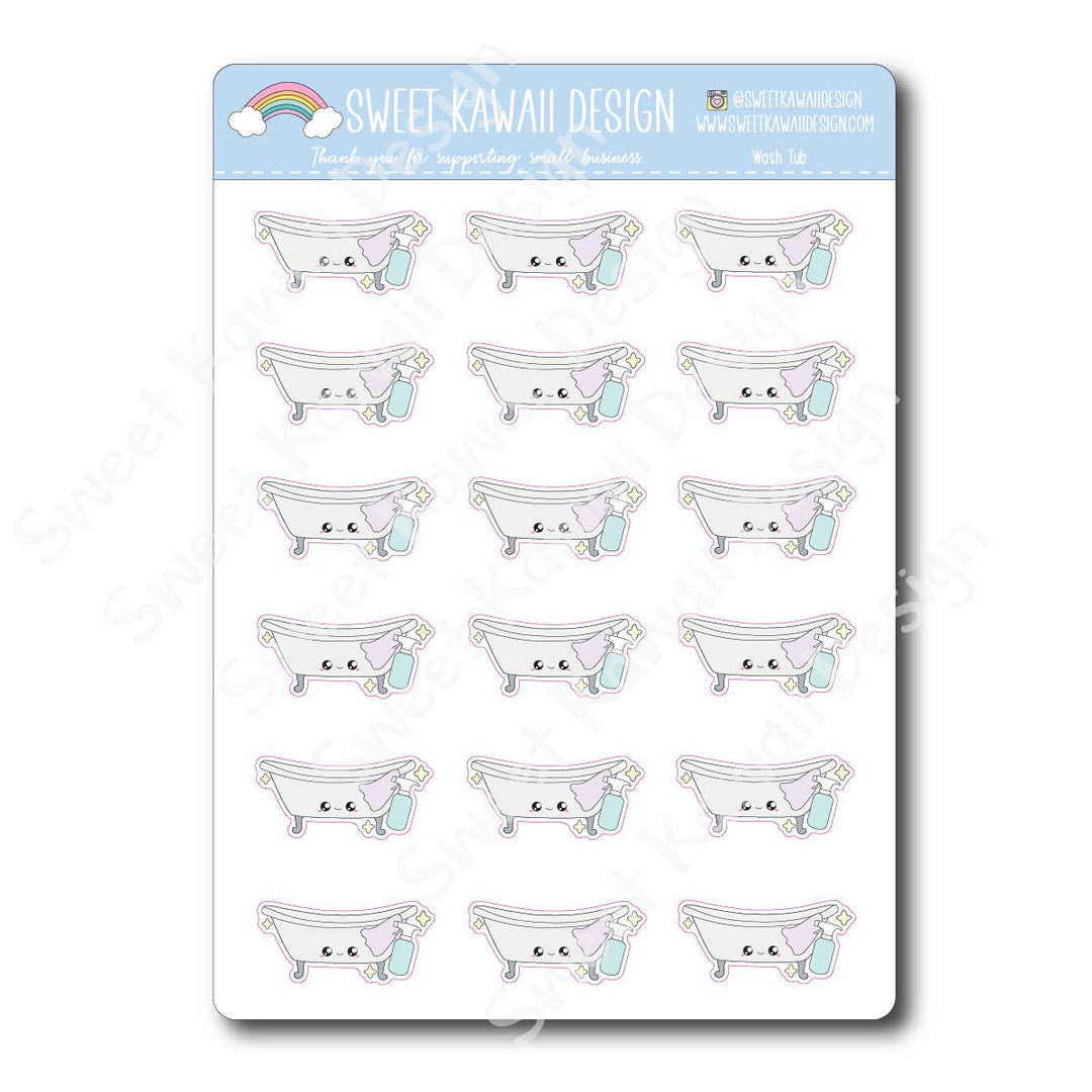 Kawaii Wash Tub Stickers