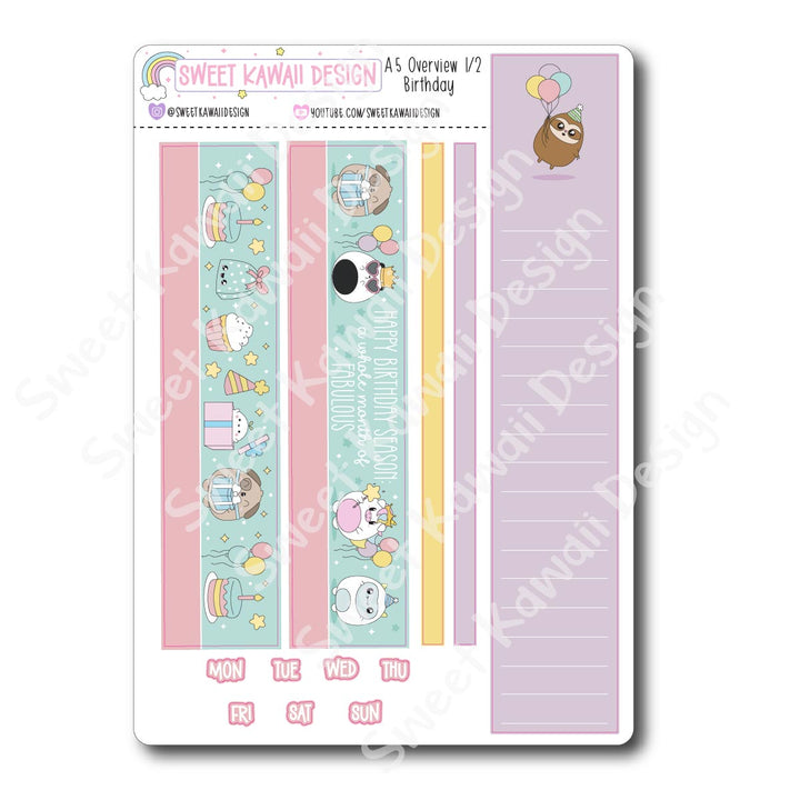 Birthday Monthly Overview Stickers - A5