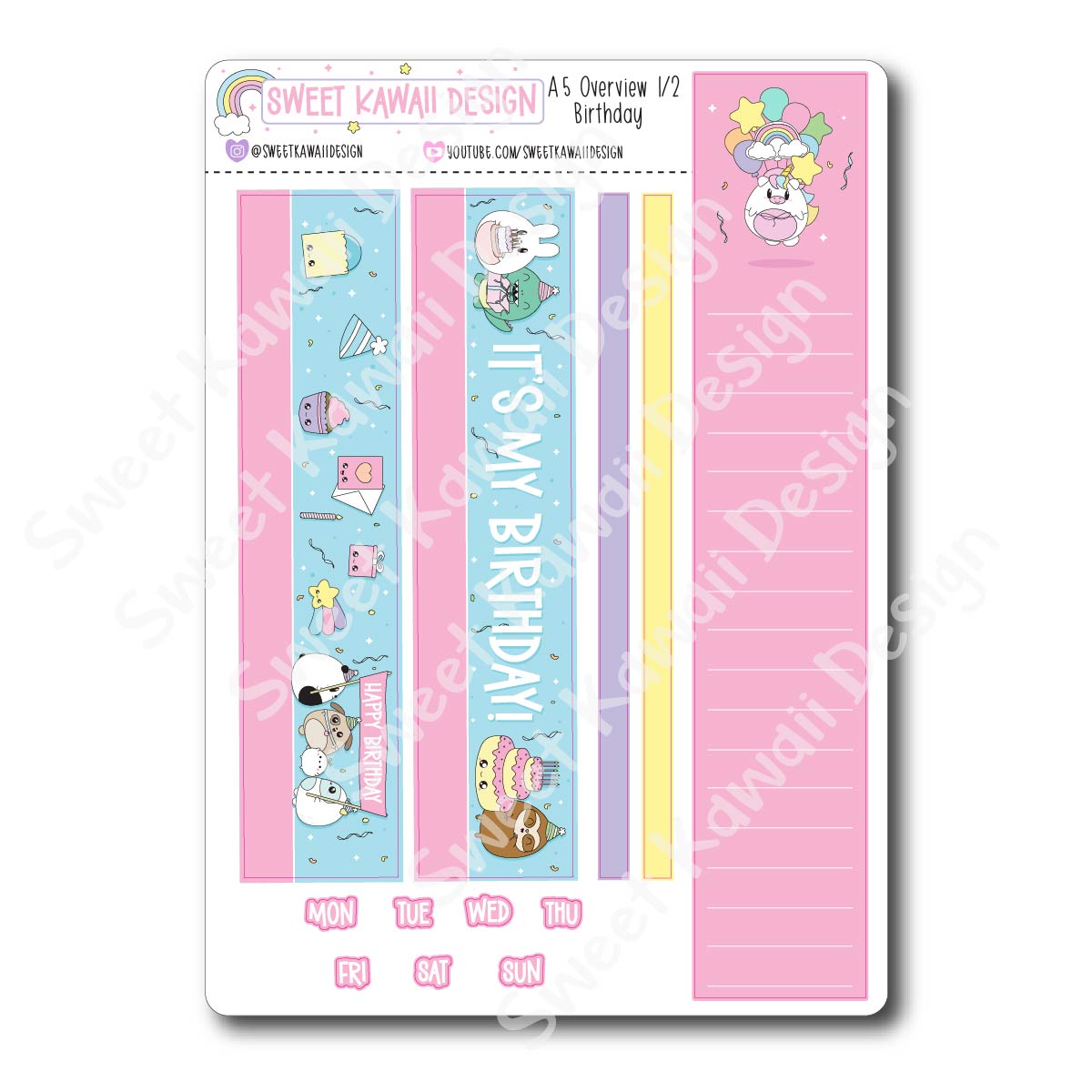 Birthday Monthly Overview Stickers - A5