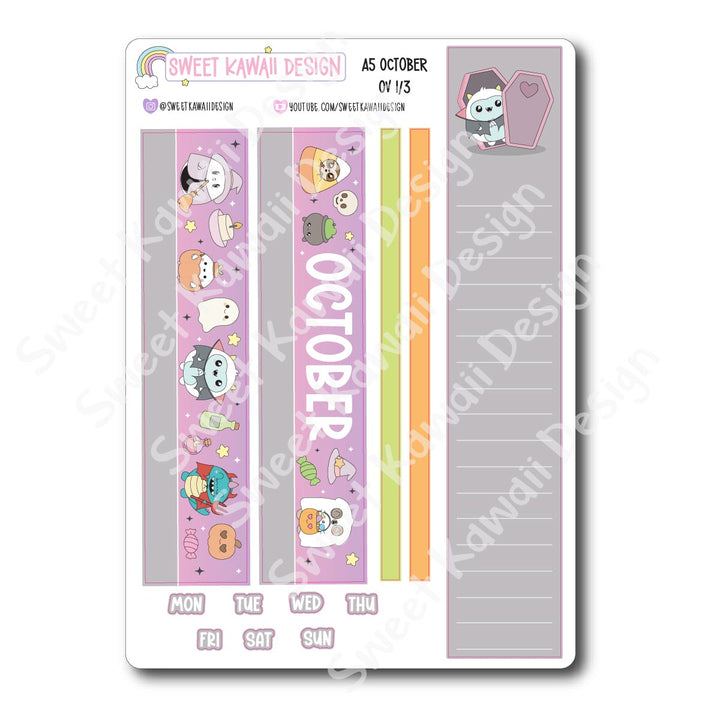 October 2025 Monthly Overview Stickers - A5