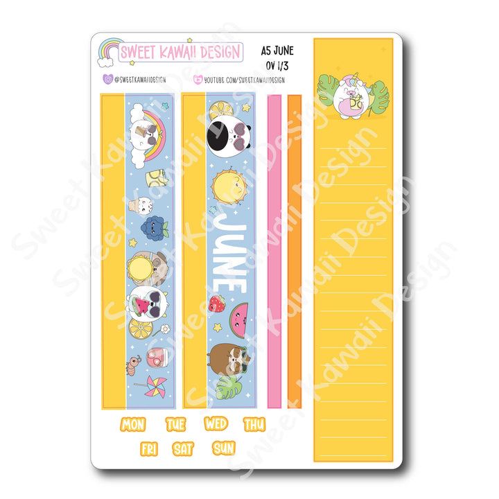 June 2025 Monthly Overview Stickers - A5