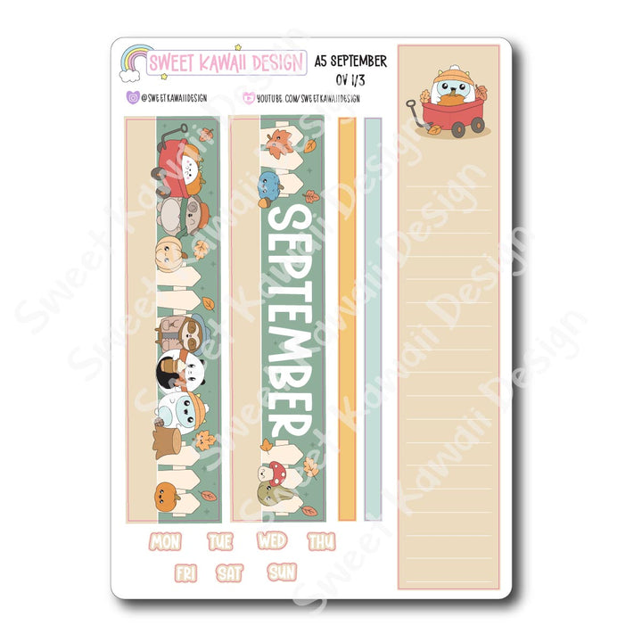 September 2025 Monthly Overview Stickers - A5