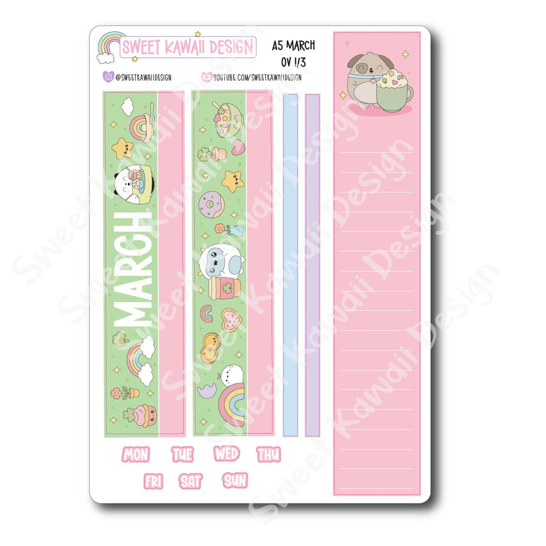 March 2026 Monthly Overview Stickers - A5