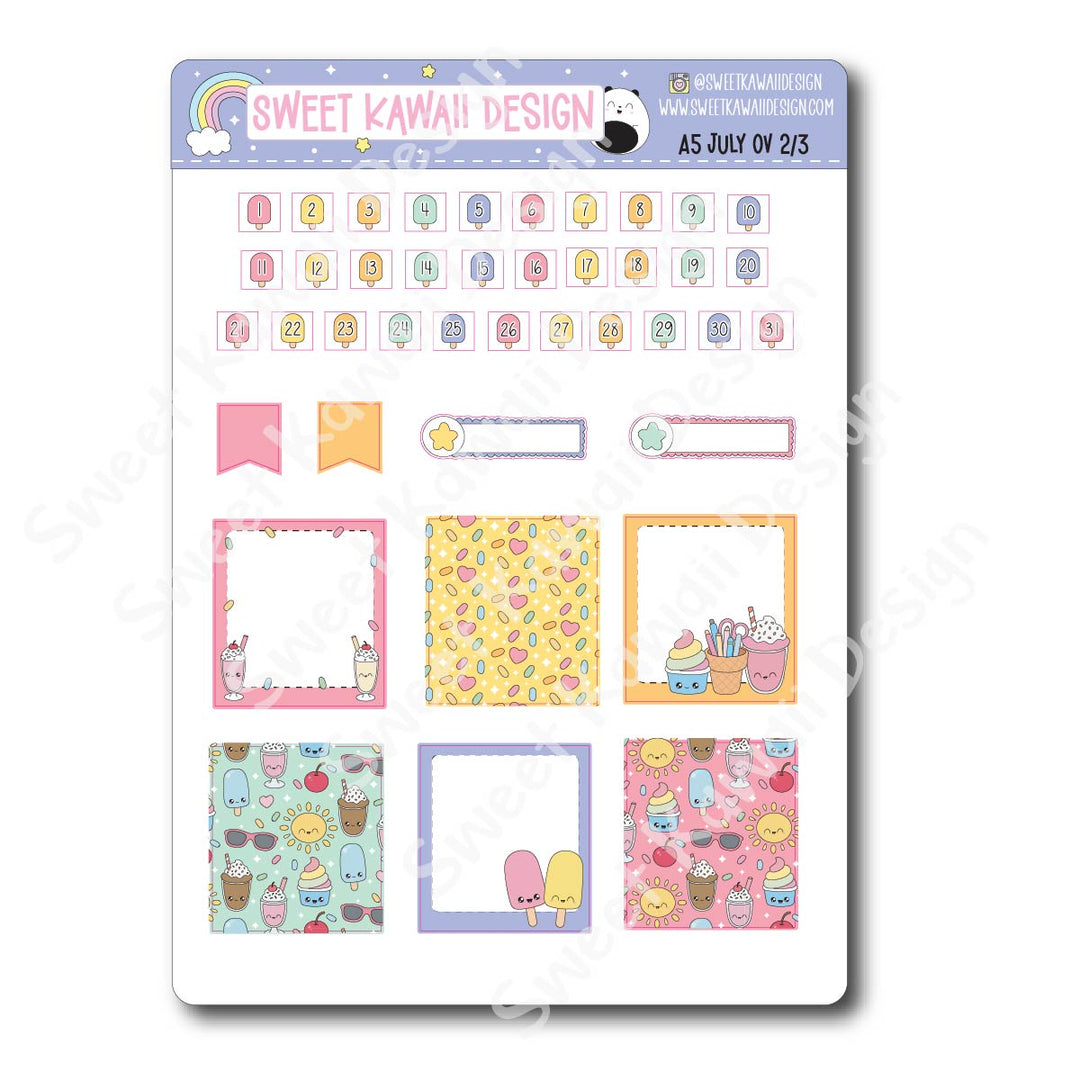 July 2026 Monthly Overview Stickers - A5