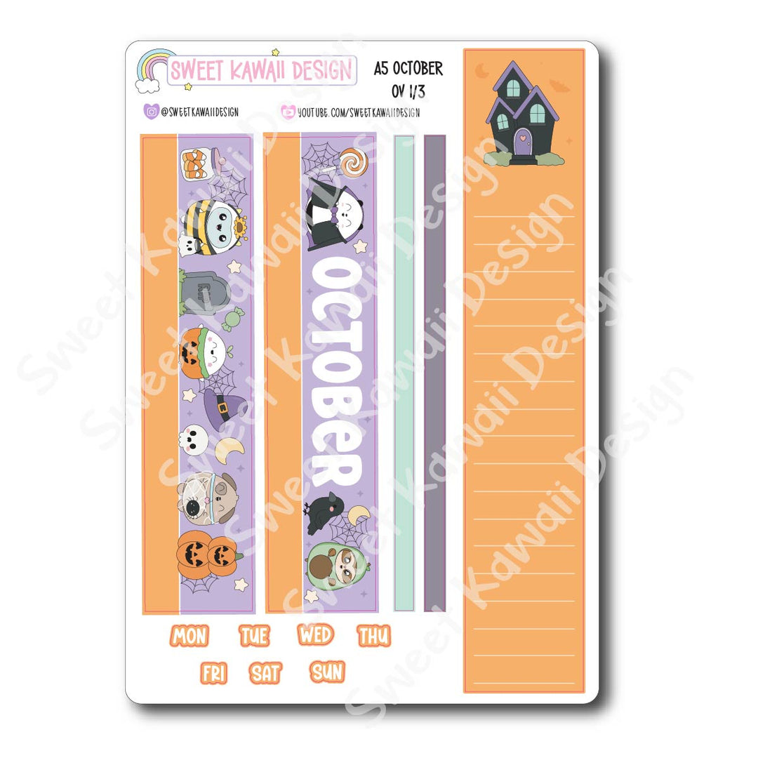 October 2026 Monthly Overview Stickers - A5