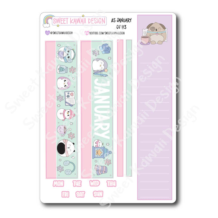 January 2026 Monthly Overview Stickers - A5