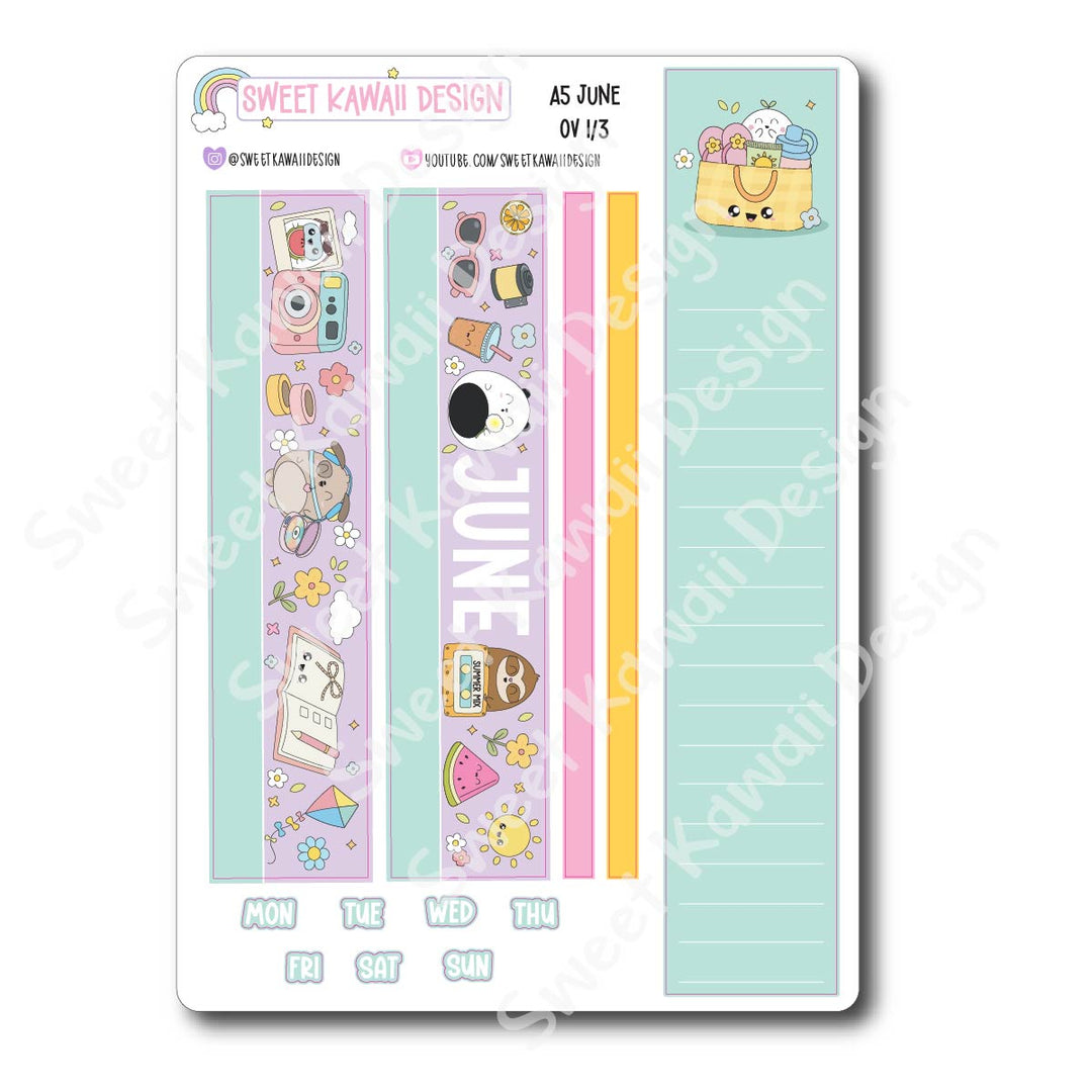 June 2026 Monthly Overview Stickers - A5