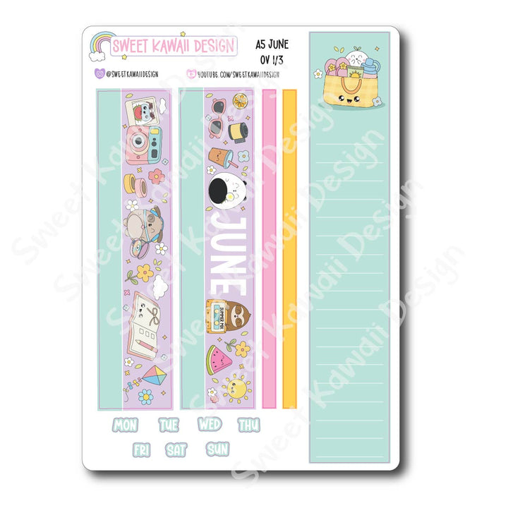June 2026 Monthly Overview Stickers - A5