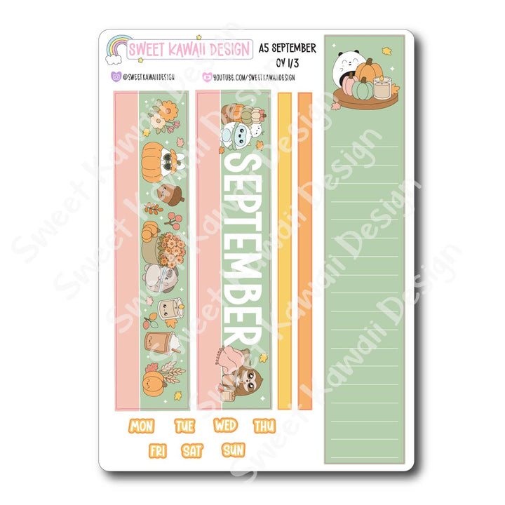 September 2026 Monthly Overview Stickers - A5