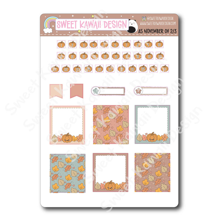 November 2025 Monthly Overview Stickers - A5